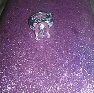 14kt white gold  pink amethyst with diamonds All r